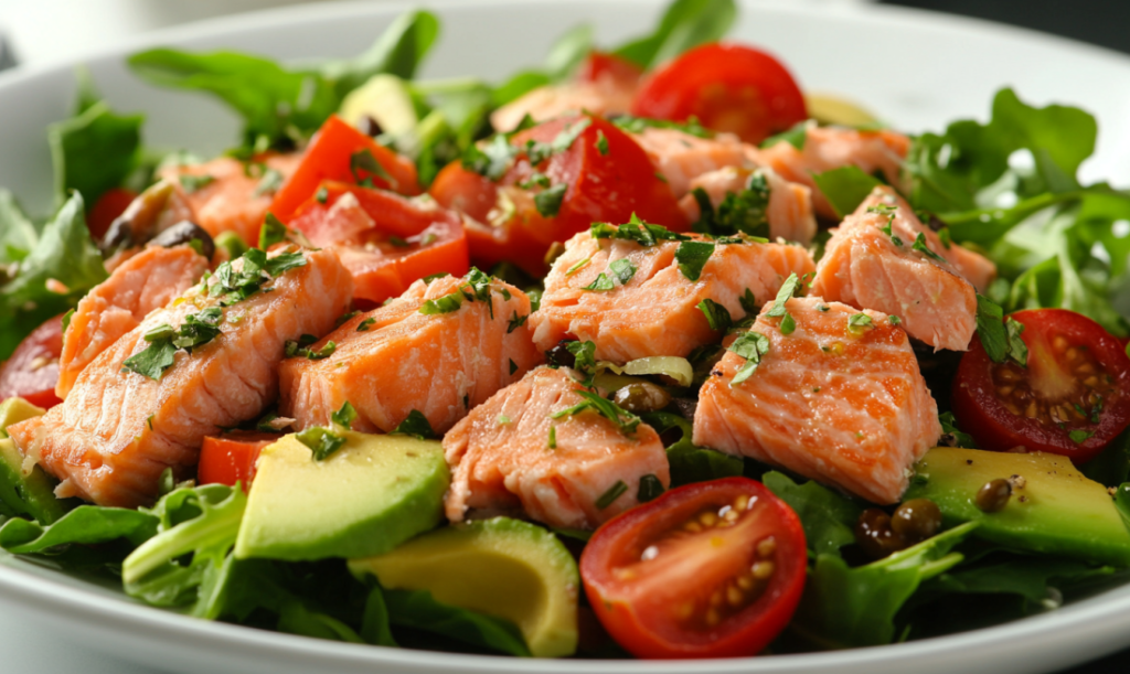 cooked salmon in salad